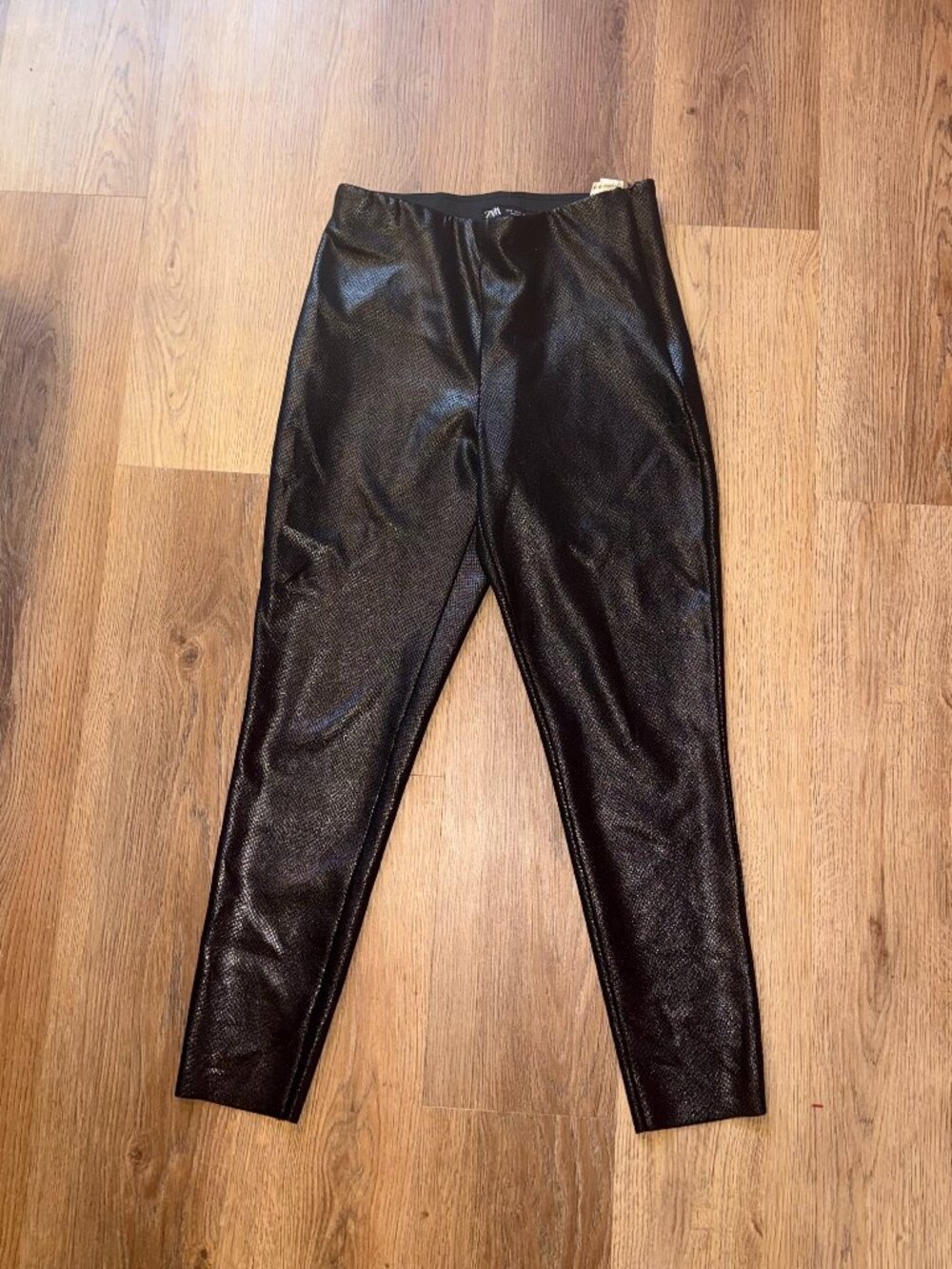 Zara Black Snakeskin Leggings size M
